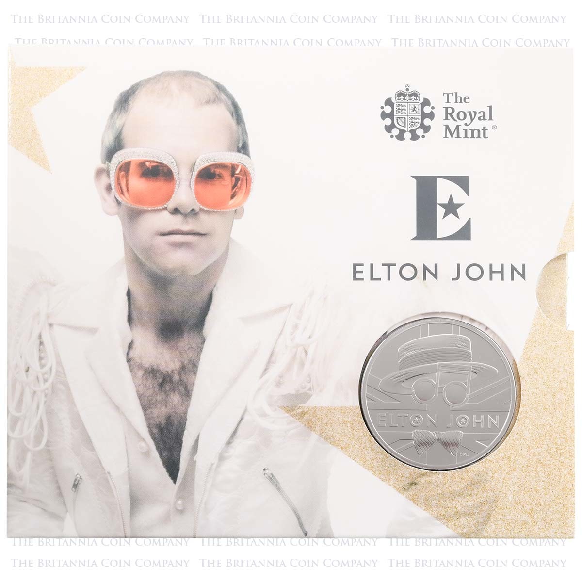 UK20E1BU 2020 Music Legends Elton John £5 Crown Brilliant Uncirculated In Folder Packaging