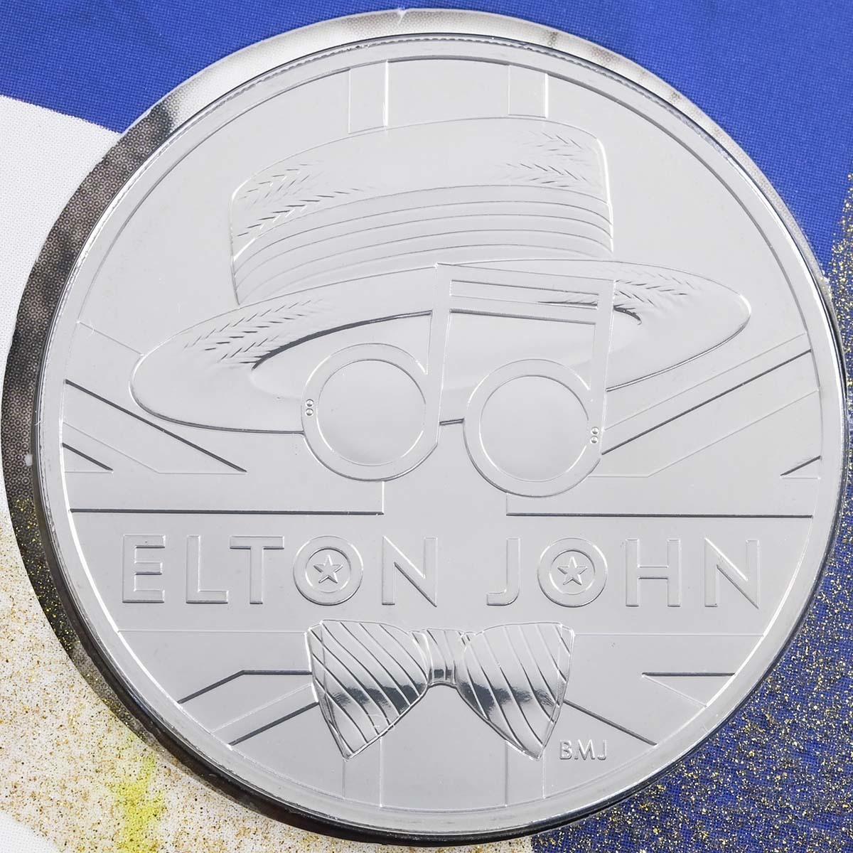 2020 Music Legends Elton John Illustrated £5 Crown Brilliant Uncirculated In Folder Reverse