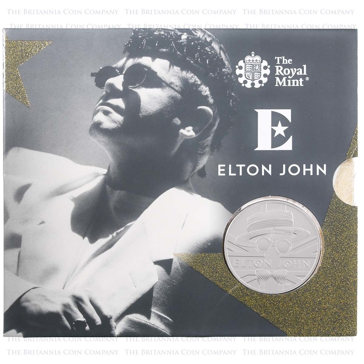 UK20E4BU 2020 Music Legends Elton John Best Of £5 Crown Brilliant Uncirculated In Folder Packaging