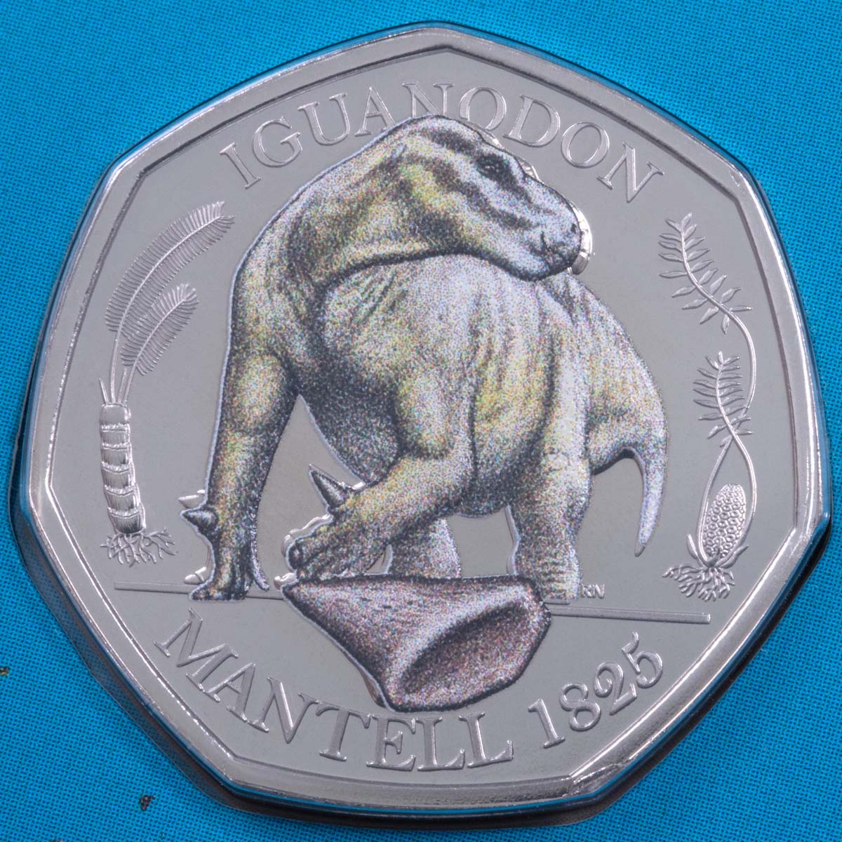 UK20IBUC 2020 Iguanodon Dinosauria Fifty Pence Brilliant Uncirculated Coin In Folder Reverse