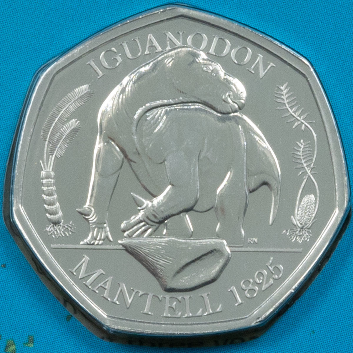 UK20IGBU 2020 Dinosauria Iguanodon Fifty Pence Brilliant Uncirculated Coin In Folder Reverse