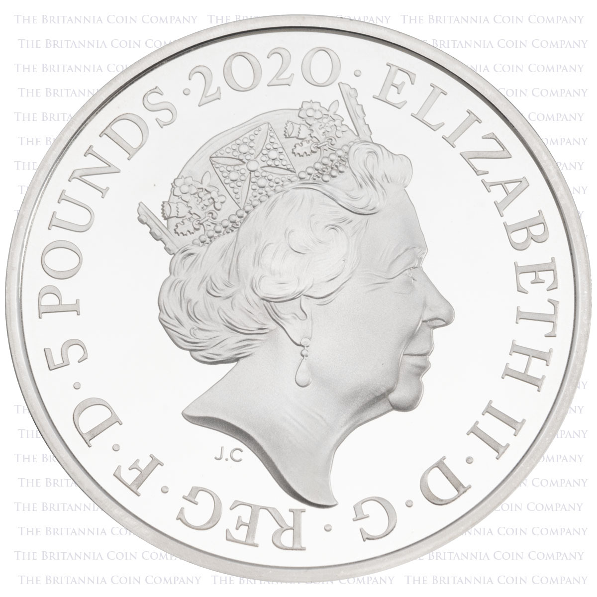 UK20KGSP 2020 King George III Five Pound Silver Proof Coin obverse