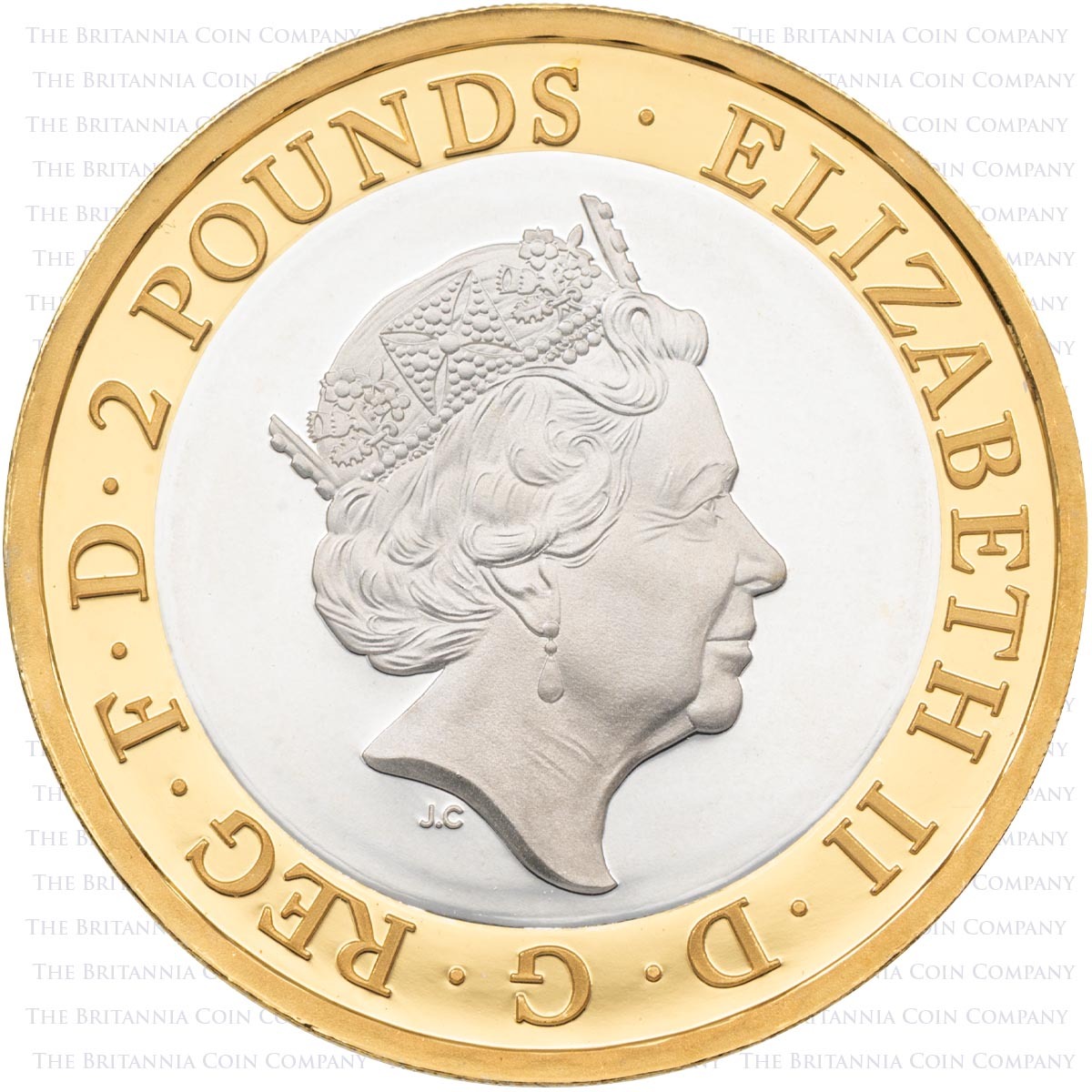 UK20MFSP 2020 Mayflower 400th Anniversary Two Pound Silver Proof Coin obverse