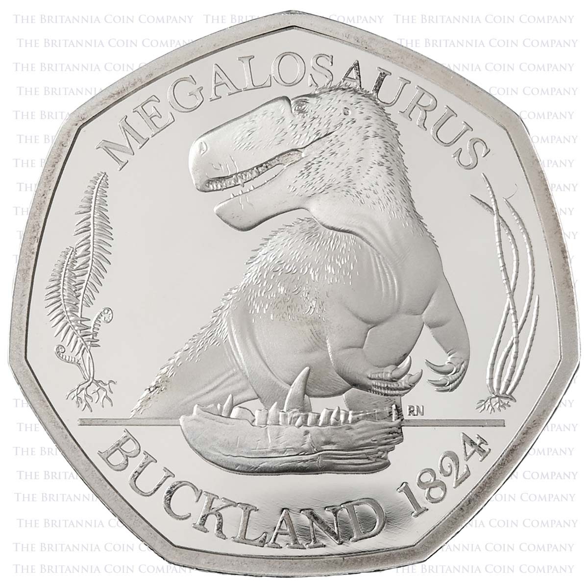 UK20MGSP 2020 Megalosaurus 50p Silver Proof Reverse