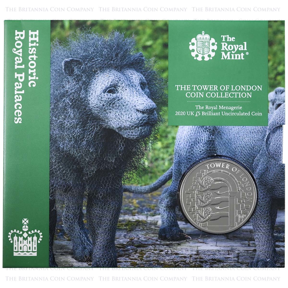 UK20MNBU 2020 Tower Of London Royal Menagerie Five Pound Crown Brilliant Uncirculated Coin In Folder
