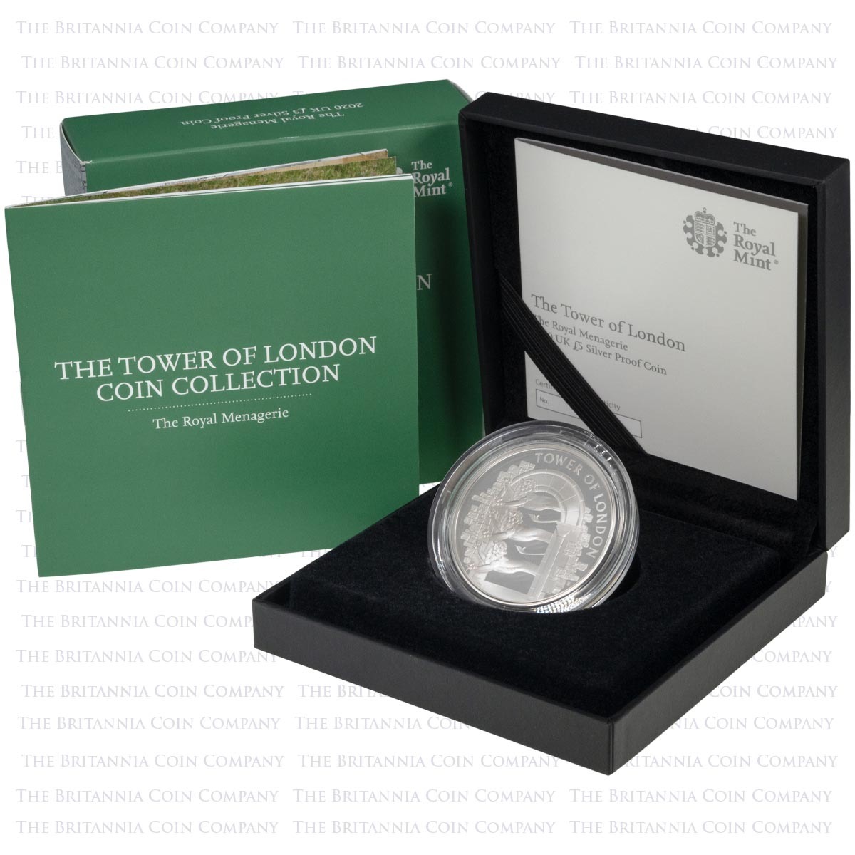 UK20MNSP 2020 Tower Of London Royal Menagerie Five Pound Silver Proof Coin Boxed