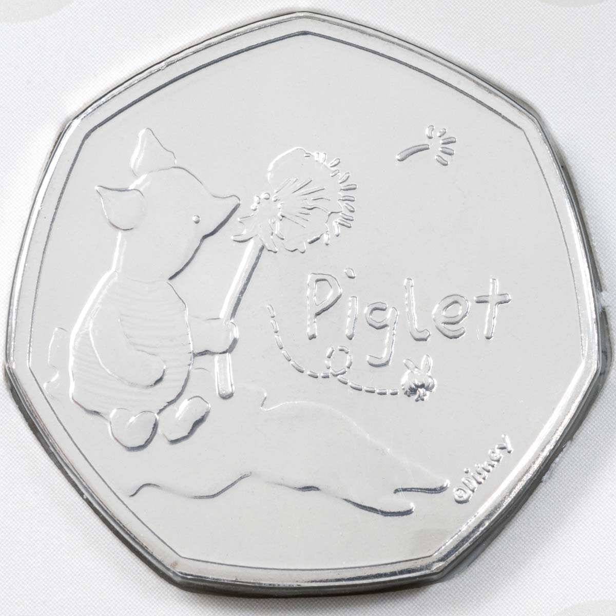 UK20PGBU 2020 Winnie The Pooh Piglet Fifty Pence Brilliant Uncirculated Coin In Folder Reverse
