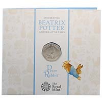 UK20PRBU 2020 Beatrix Potter Peter Rabbit Fifty Pence Brilliant Uncirculated Coin In Folder Thumbnail
