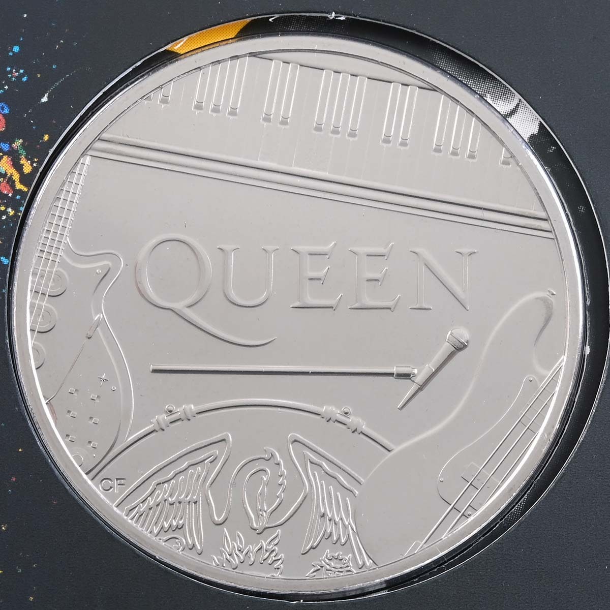 UK20Q3BU 2020 Music Legends Queen A Kind Of Magic £5 Crown Brilliant Uncirculated Coin In Folder Reverse