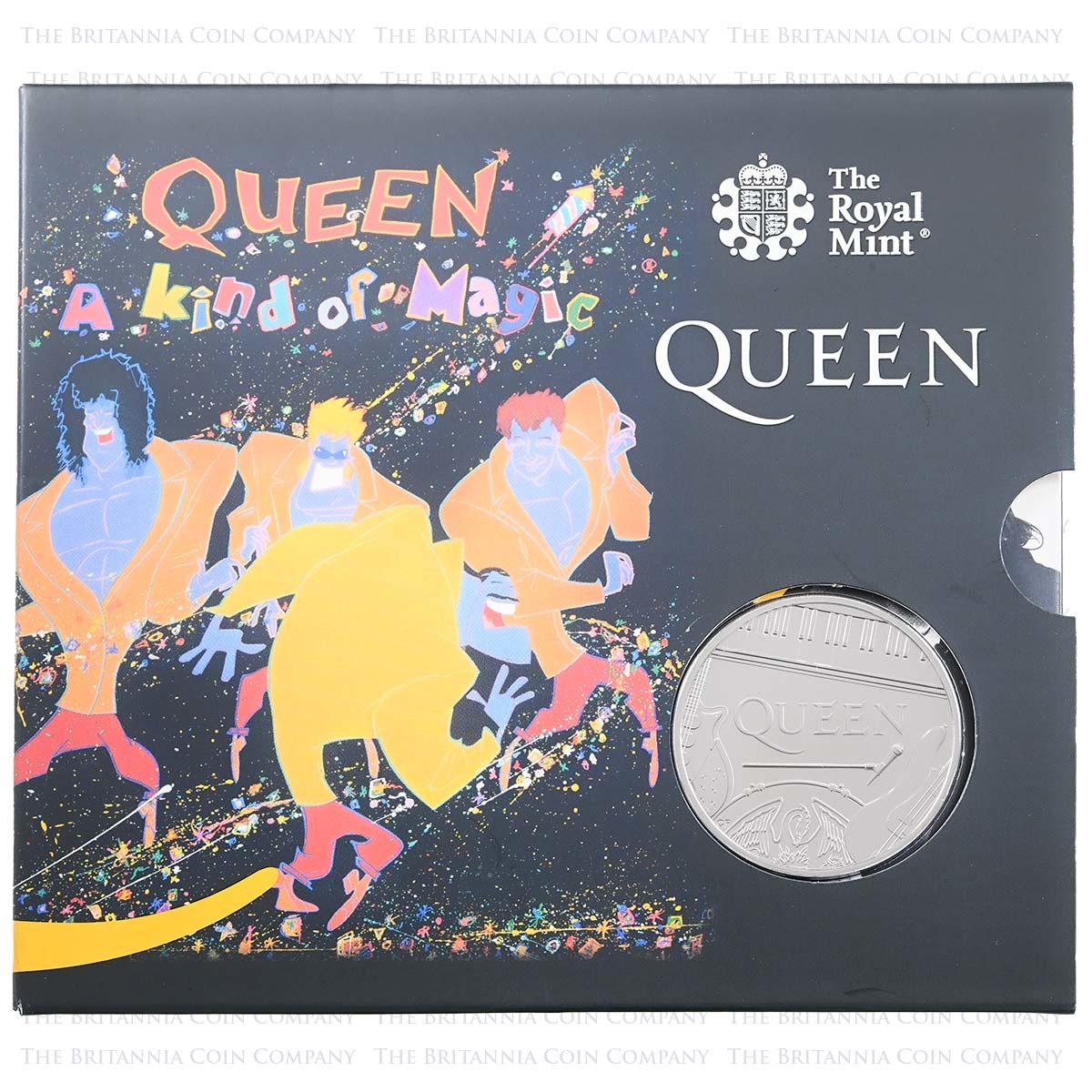 UK20Q3BU 2020 Music Legends Queen A Kind Of Magic £5 Crown Brilliant Uncirculated Coin In Folder Packaging