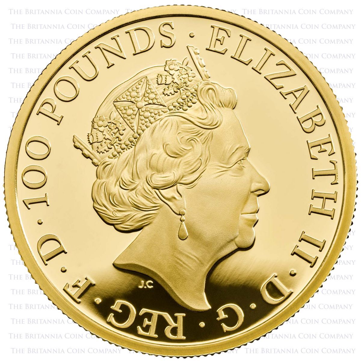 UK20QHGP 2020 White Horse Of Hanover One Ounce Gold Proof Queen's Beasts Coin Obverse