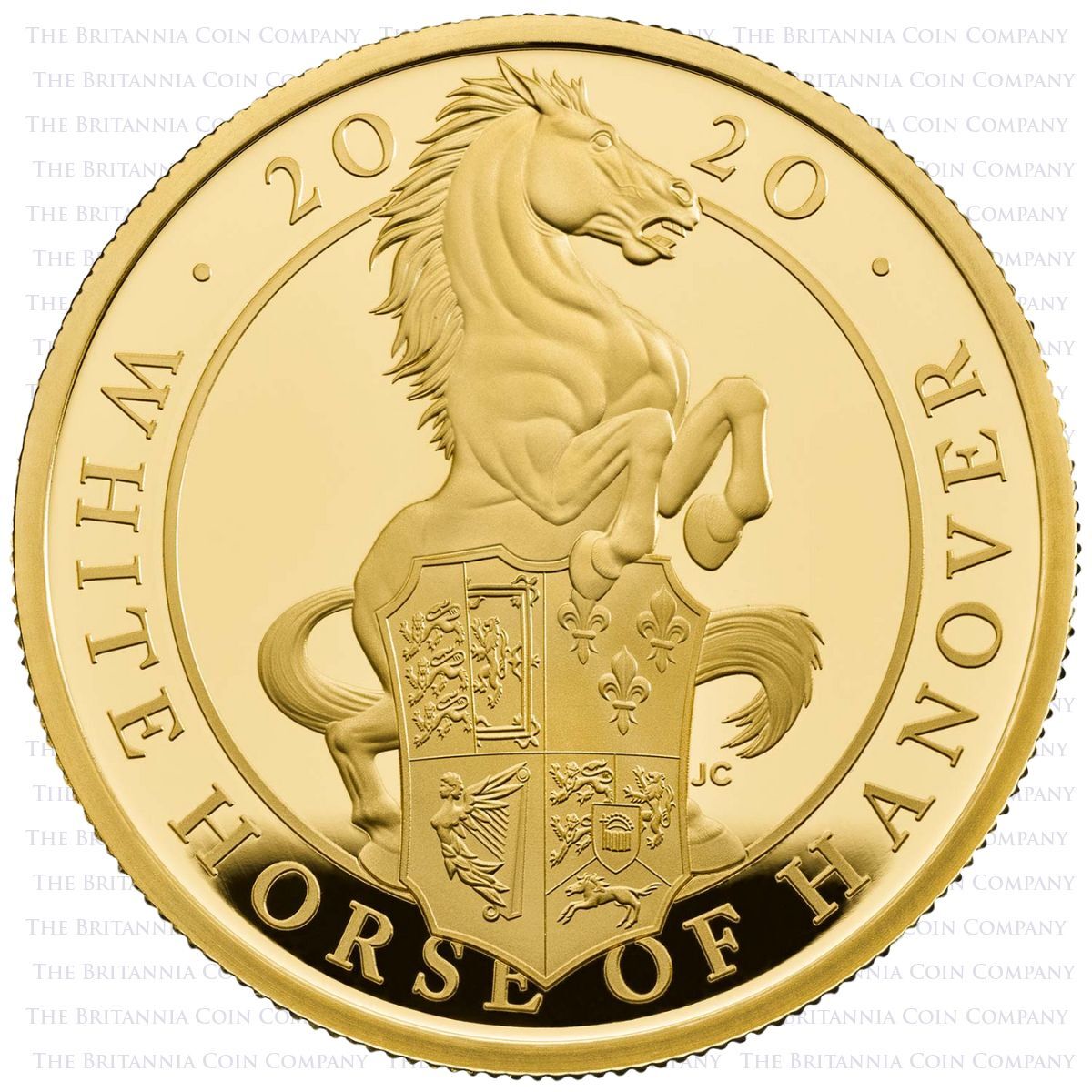 UK20QHGP 2020 White Horse Of Hanover One Ounce Gold Proof Queen's Beasts Coin Reverse
