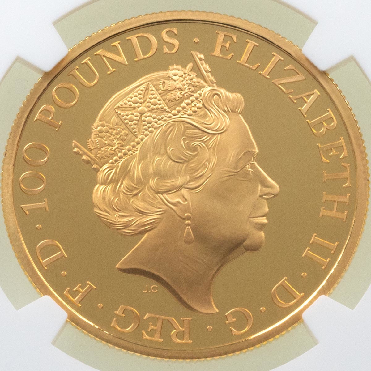 UK20QHGP 2020 Queen's Beasts White Horse Of Hanover One Ounce Gold Proof Coin NGC Graded PF 69 Ultra Cameo Obverse