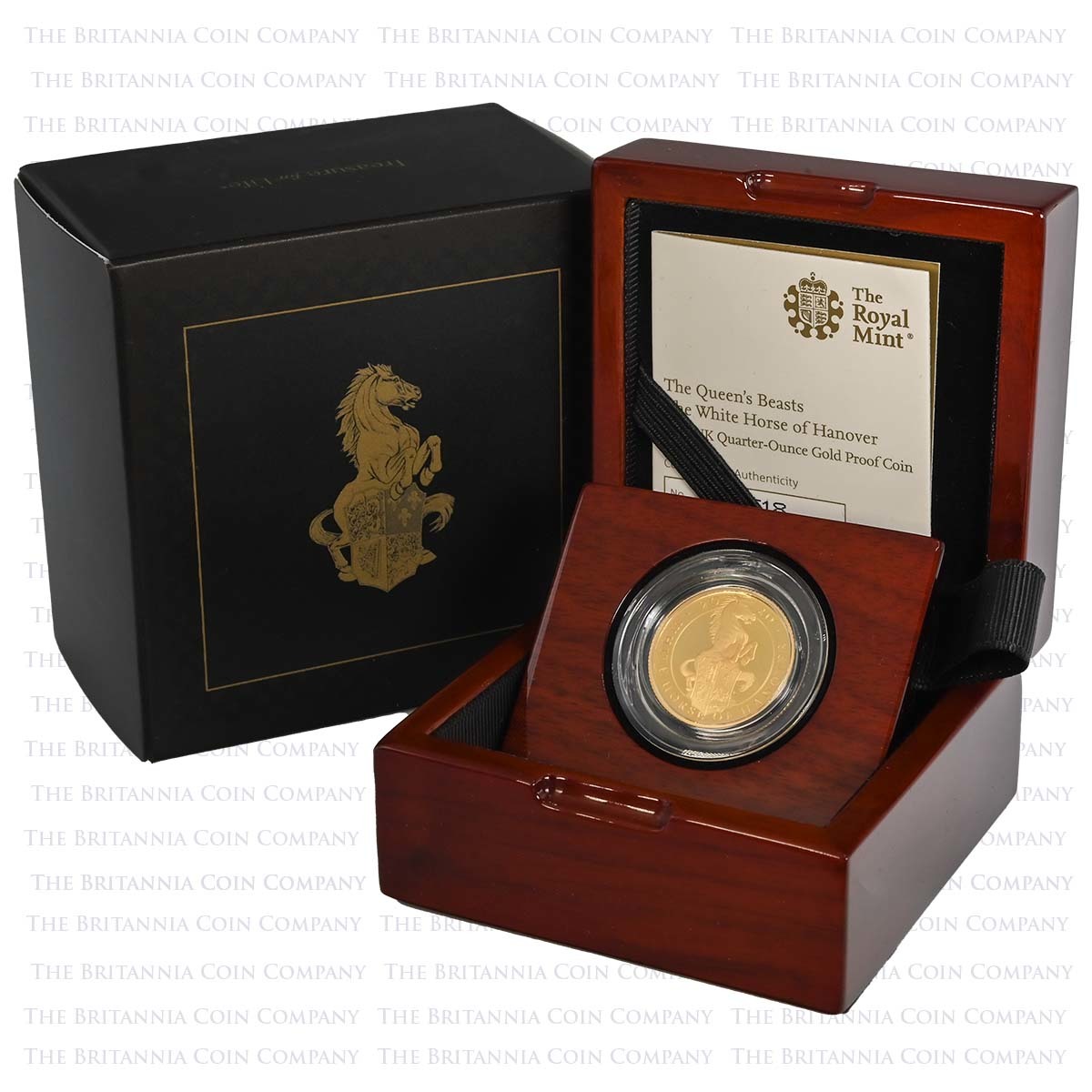 UK20QHQO 2020 Queen’s Beasts White Horse of Hanover Quarter Ounce Gold Proof Boxed