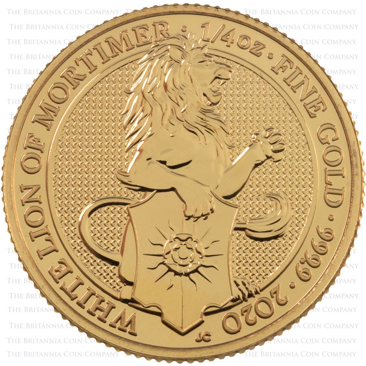 2020 Queen's Beasts Lion Of Mortimer Quarter Ounce Gold Bullion Coin Reverse