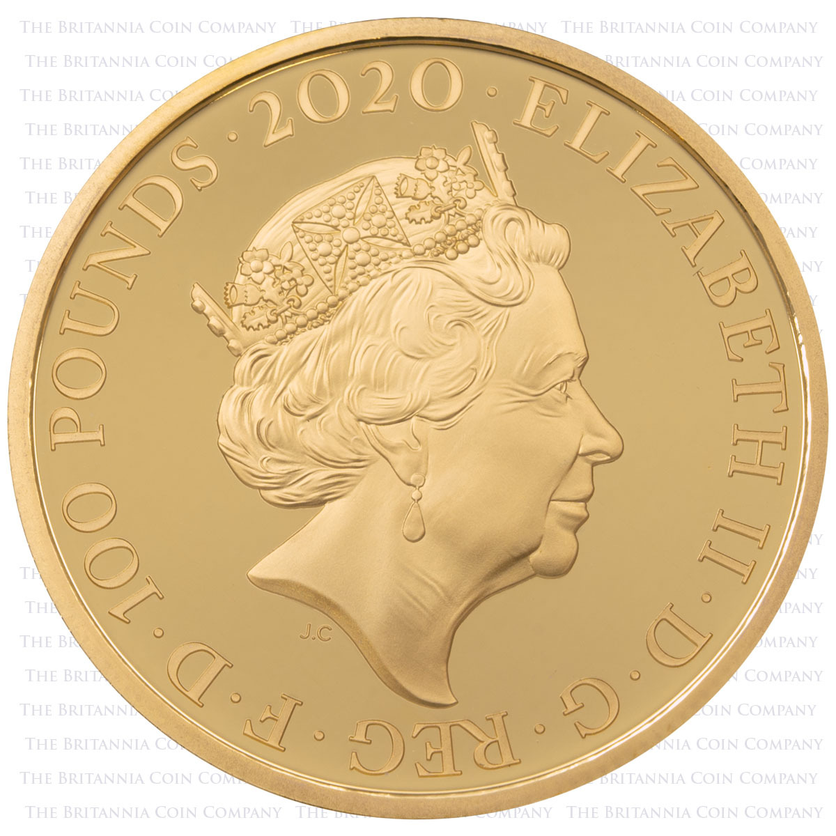 UK20QU1G 2020 Queen One Ounce Gold Proof Music Legends Coin Obverse