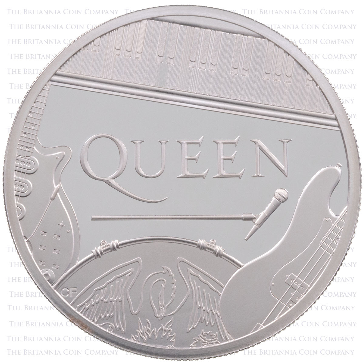 UK20QU2S 2020 Music Legends Queen Two Ounce Silver Proof Coin Reverse