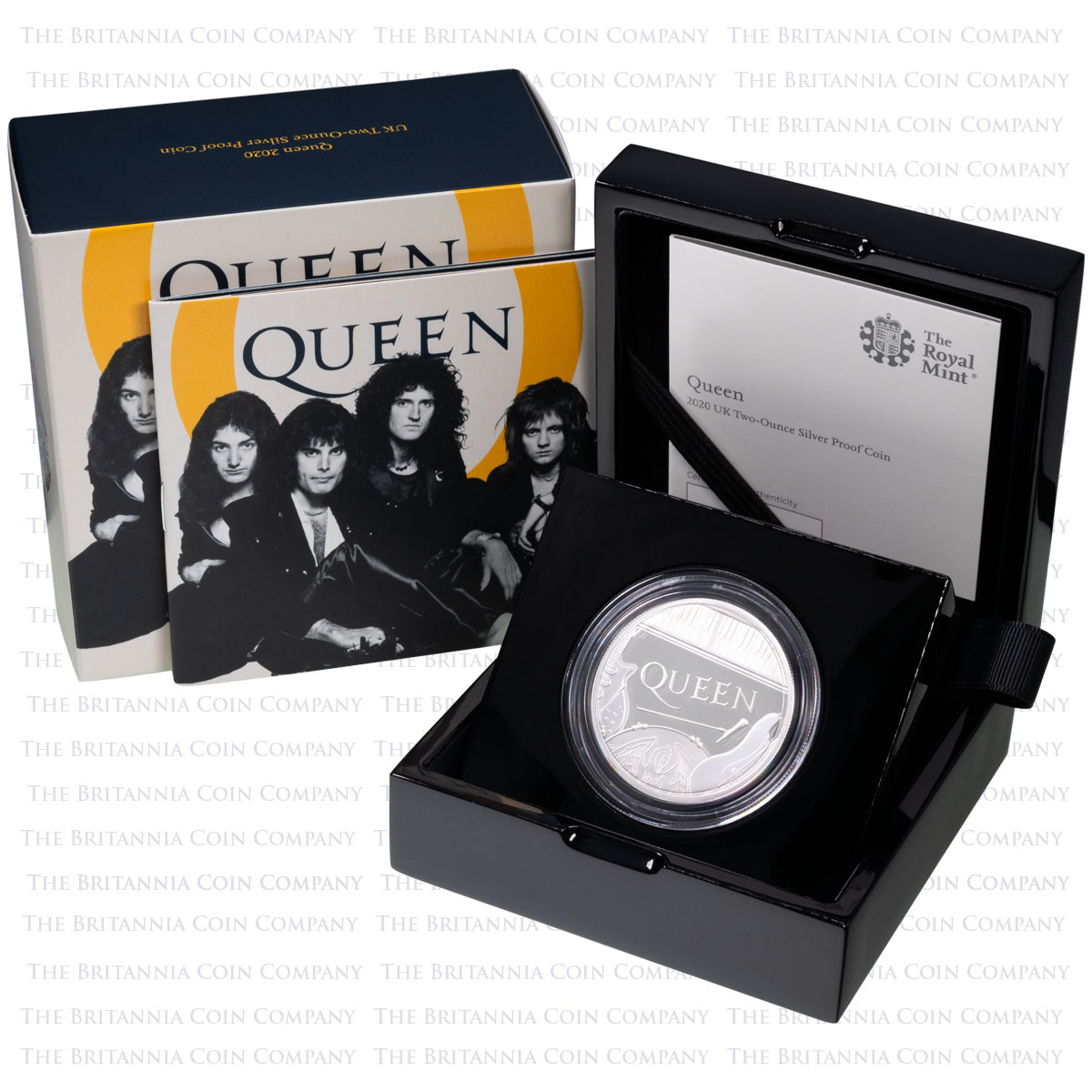 UK20QU2S 2020 Music Legends Queen Two Ounce Silver Proof Coin Boxed