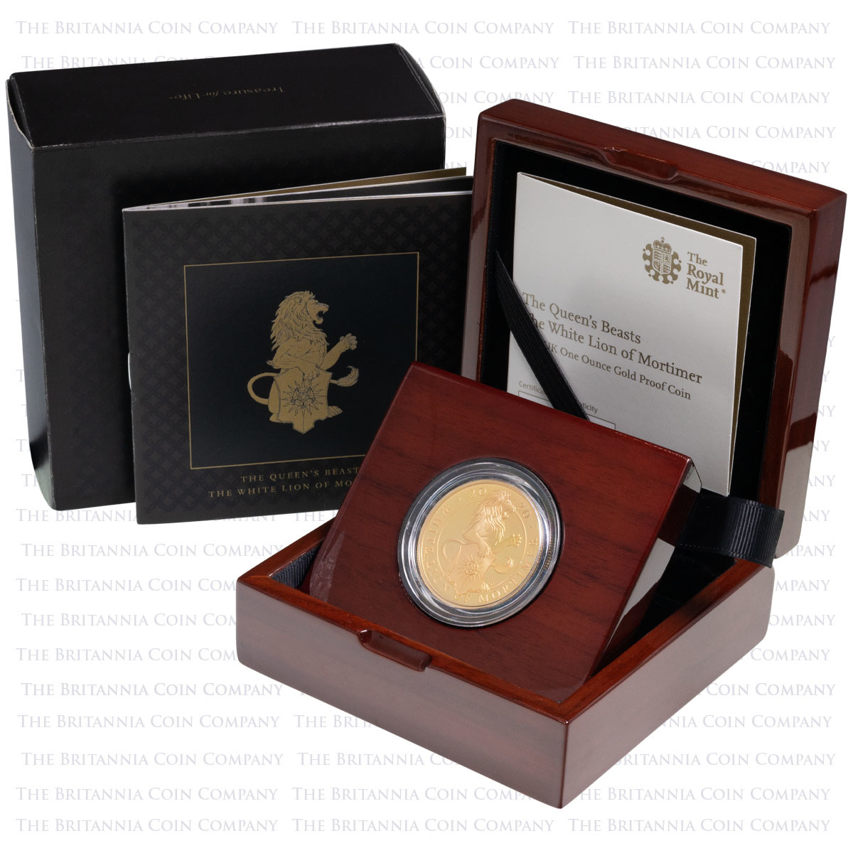 UK20QWGP 2020 Queen's Beasts White Lion Of Mortimer One Ounce Gold Proof Coin Boxed