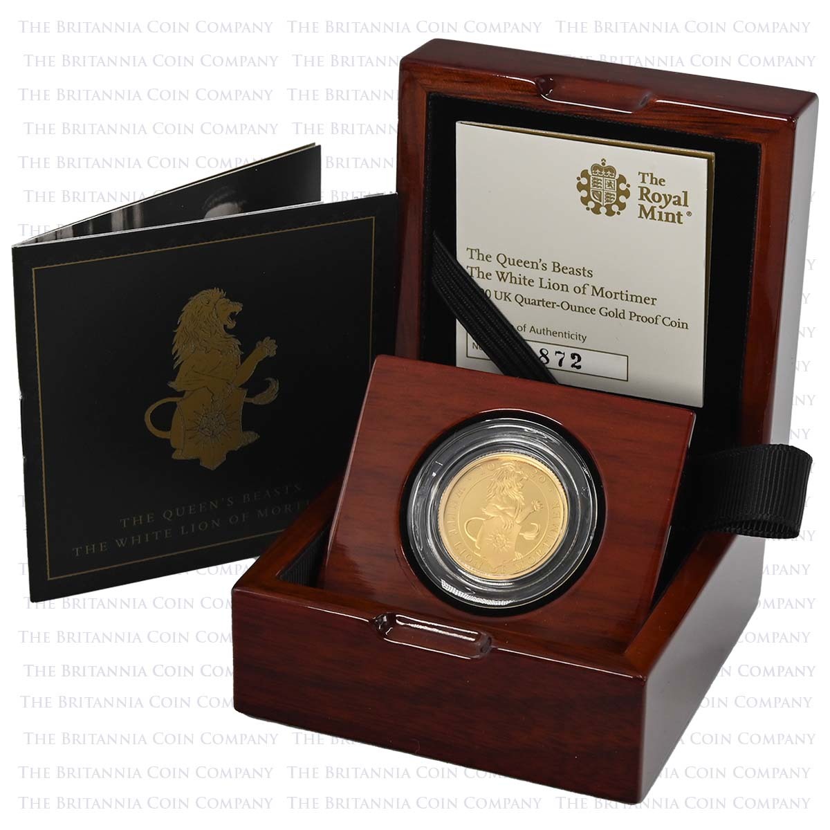 UK20QWQO 2020 The Queen's Beasts White Lion Of Mortimer Quarter Ounce Gold Proof Coin Boxed