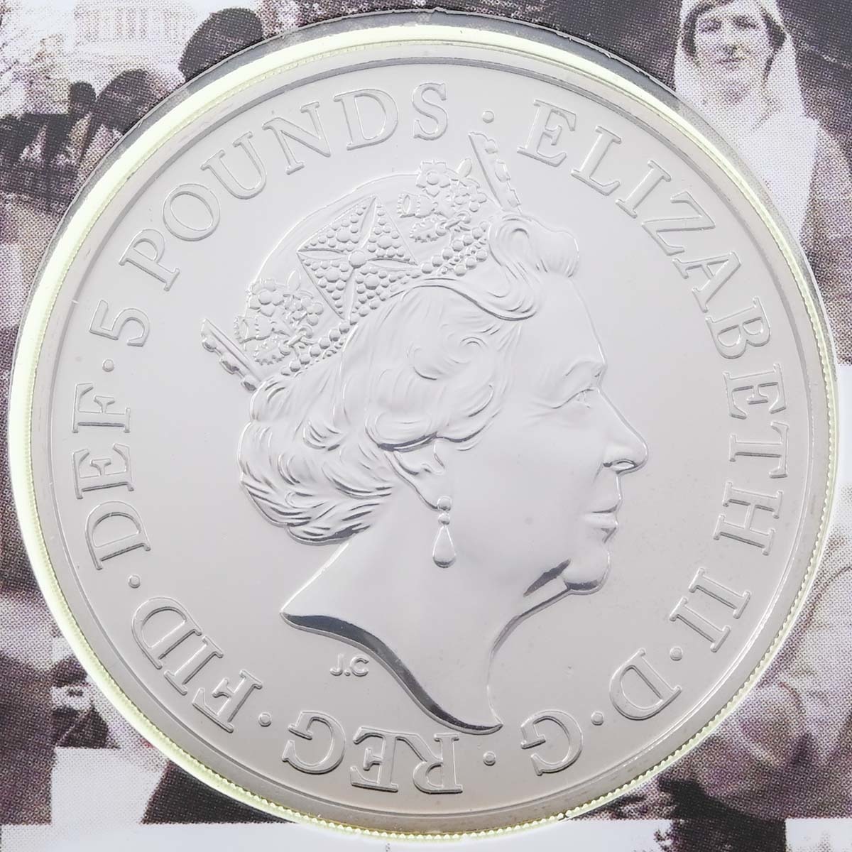 UK20RCBU 2020 British Red Cross 150th Anniversary Five Pound Crown Brilliant Uncirculated Coin In Folder Obverse