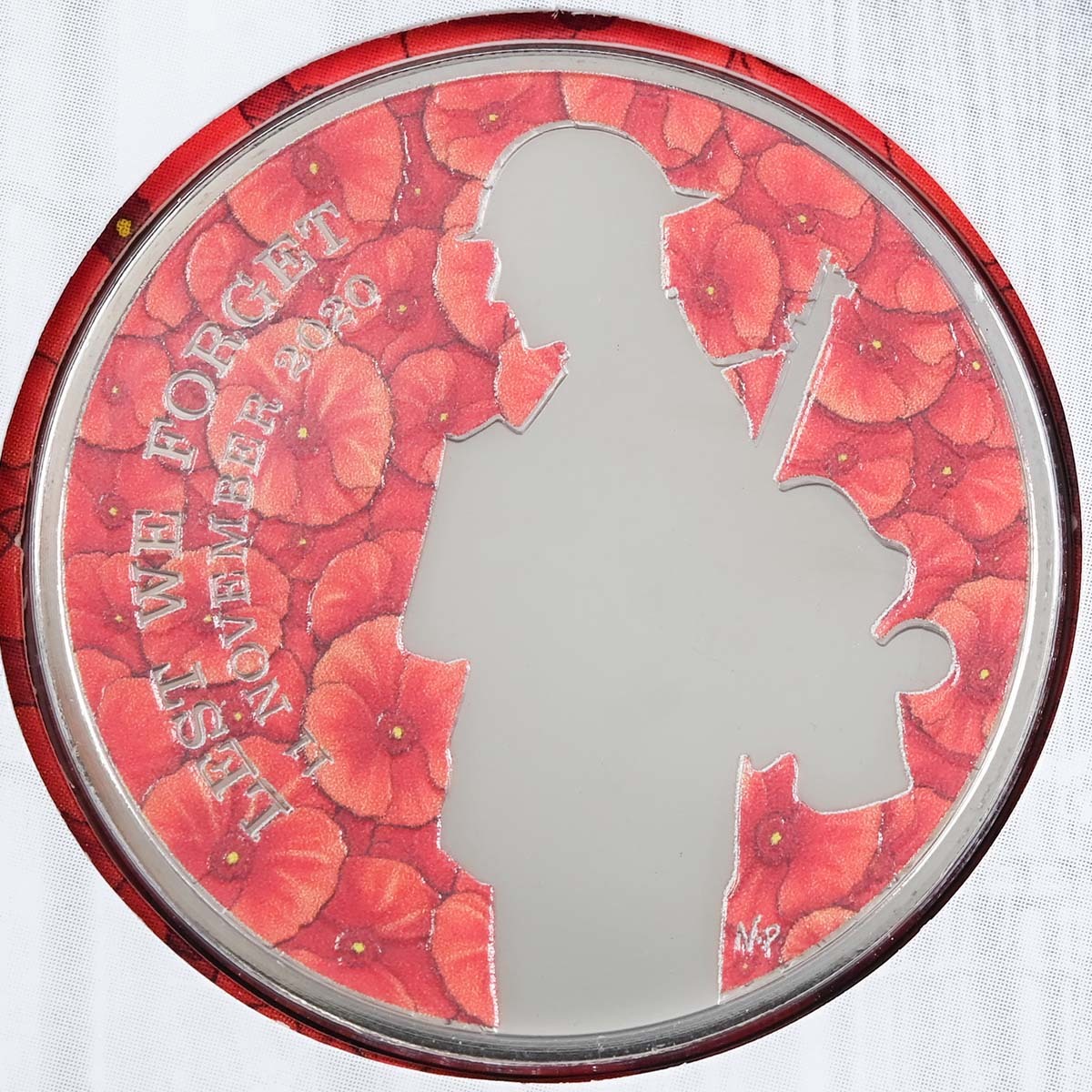 Uk20RDBU 2020 Remembrance Day Five Pound Crown Coloured Brilliant Uncirculated Coin In Folder Reverse