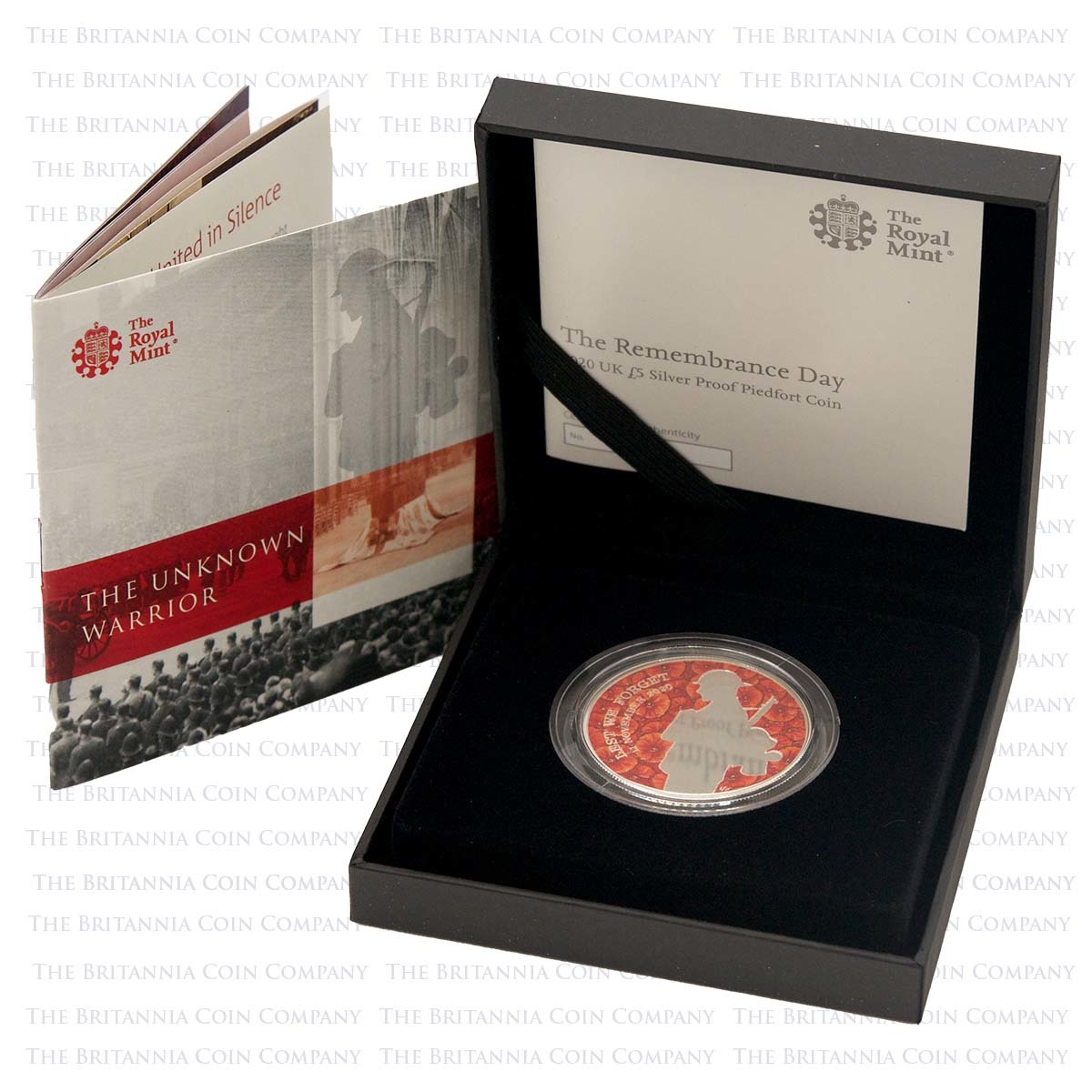 UK20RDPF 2020 Remembrance Day Unknown Warrior £5 Crown Piedfort Silver Proof Boxed