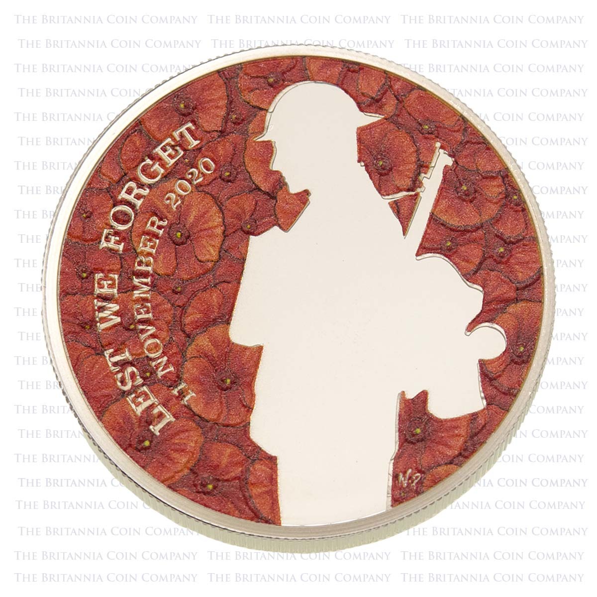 UK20RDPF 2020 Remembrance Day Unknown Warrior £5 Crown Piedfort Silver Proof Reverse