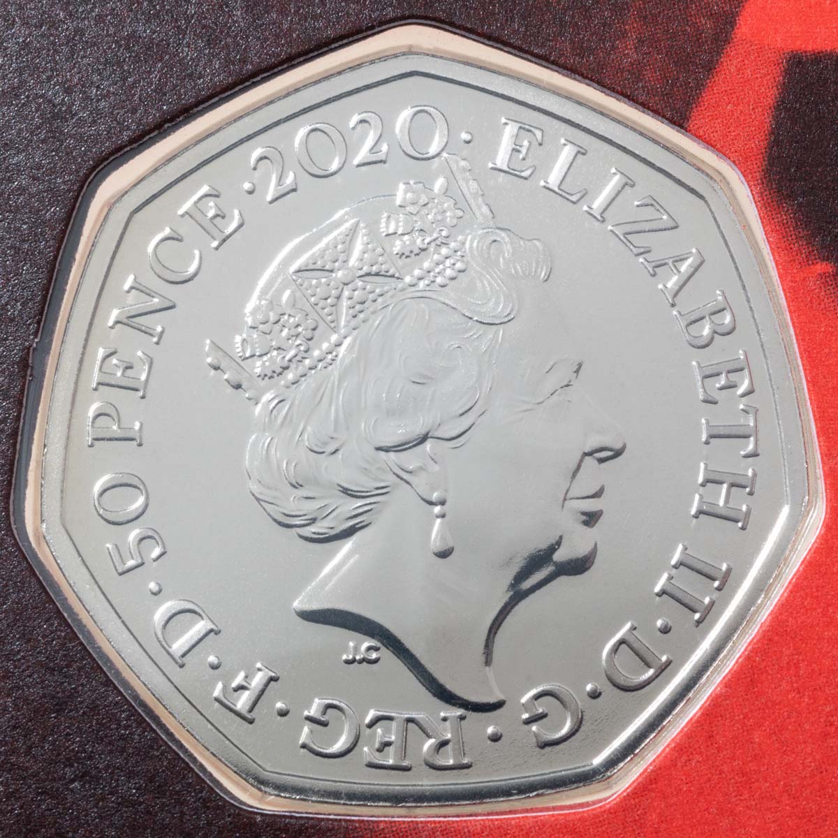 UK20RFBU 2020 Innovations In Science Rosalind Franklin Fifty Pence Brilliant Uncirculated Coin In Folder Obverse