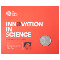 UK20RFBU 2020 Innovations In Science Rosalind Franklin Fifty Pence Brilliant Uncirculated Coin In Folder Thumbnail