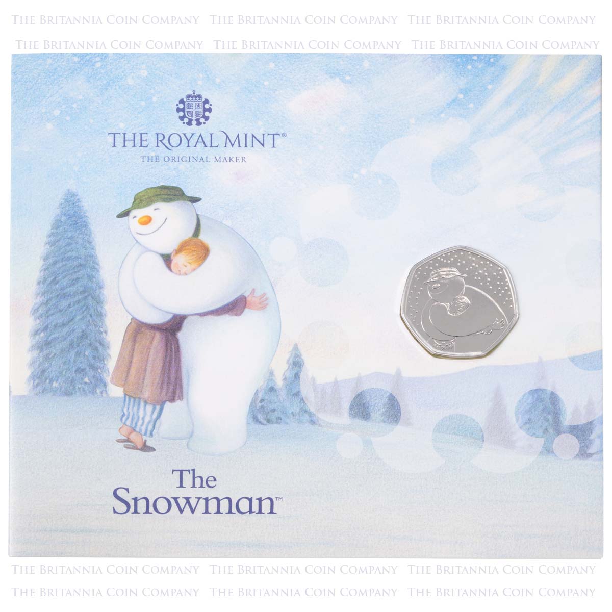 Uk20SMBU 2020 The Snowman Fifty Pence Brilliant Uncirculated Coin In Folder Packaging