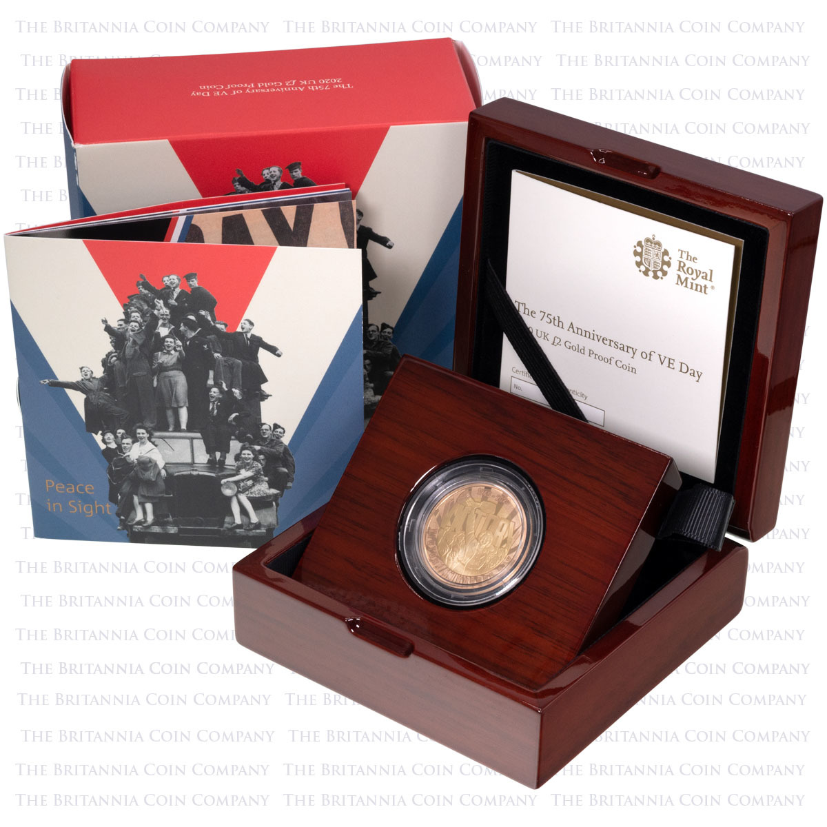UK20VEGP 2020 Victory In Europe VE Day Two Pound Gold Proof Coin Boxed