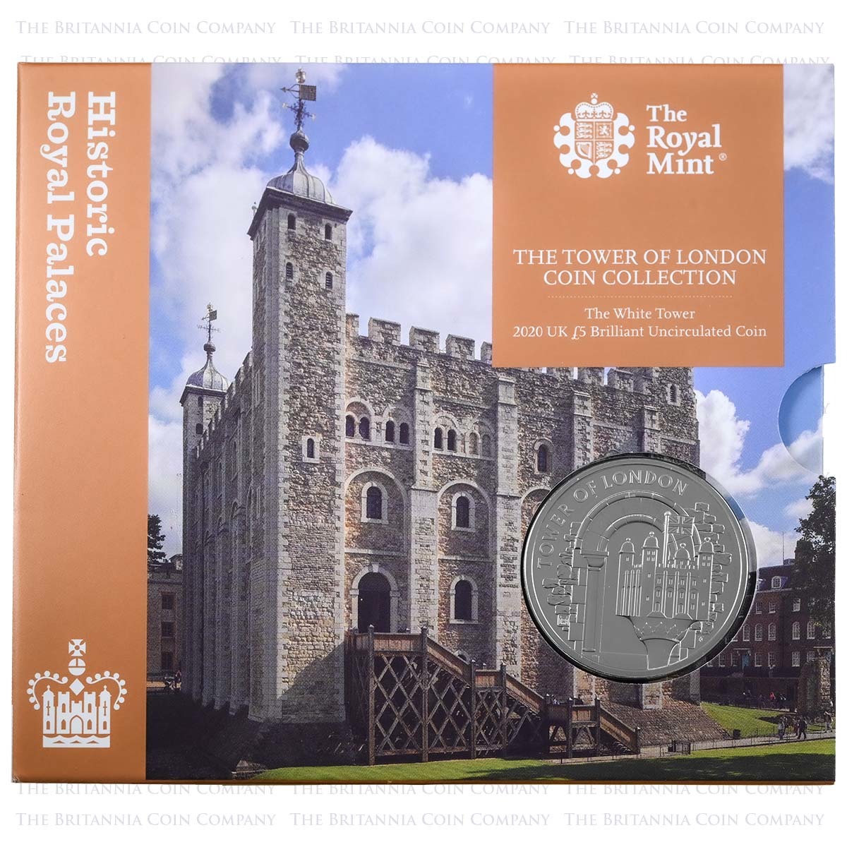 UK20WTBU 2020 Tower Of London White Tower Five Pound Crown Brilliant Uncirculated Coin In Folder