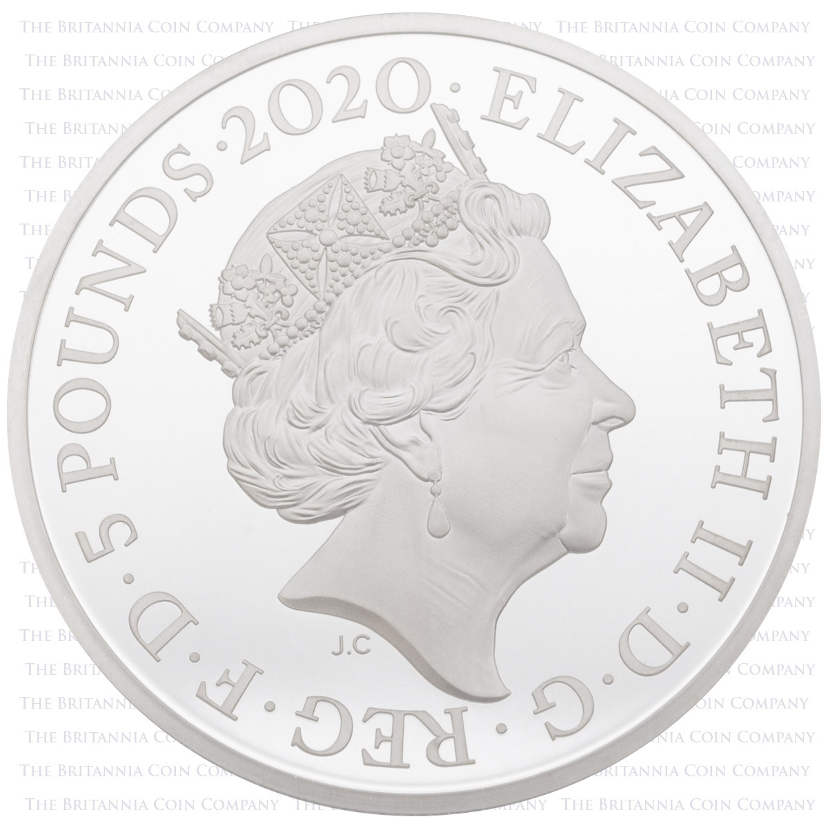 UK20WW2S 2020 Three Graces Two Ounce Silver Proof Great Engravers Coin Obverse