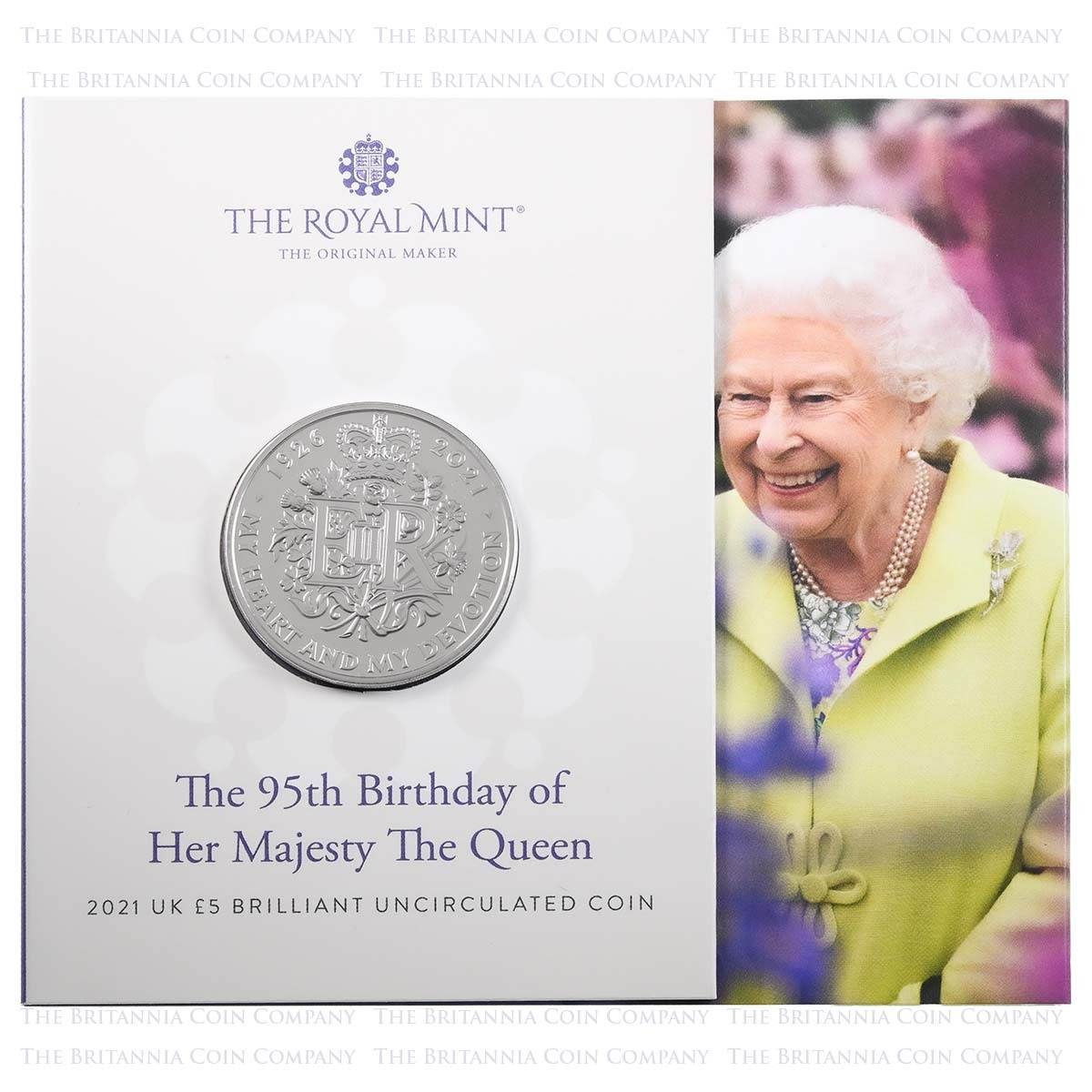 UK2195BU 2021 Queen Elizabeth II 95th Birthday Five Pound Crown Brilliant Uncirculated Coin In Folder