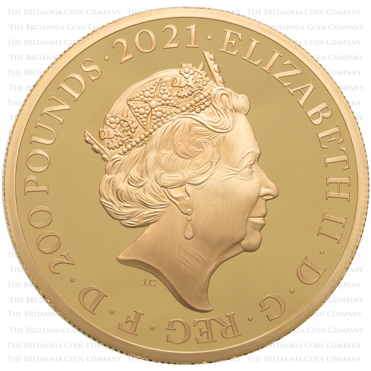 UK2195G2 2021 Queen's 95th Birthday Two Ounce Gold Proof Coin Obverse