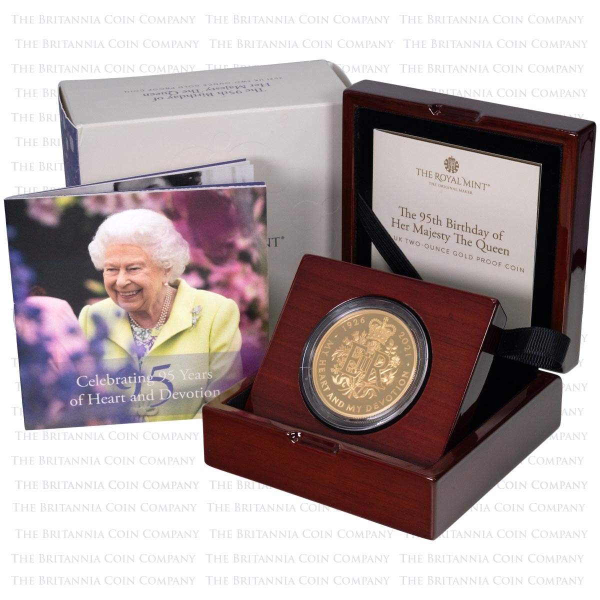 UK2195G2 2021 Queen's 95th Birthday Two Ounce Gold Proof Coin Boxed