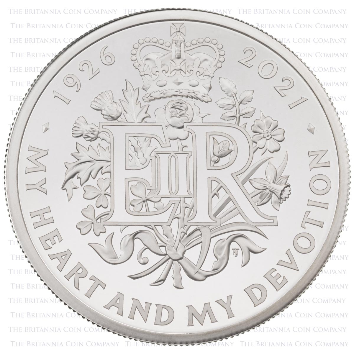 UK2195S2 2021 Queen's 95th Birthday Two Ounce Silver Proof Coin reverse