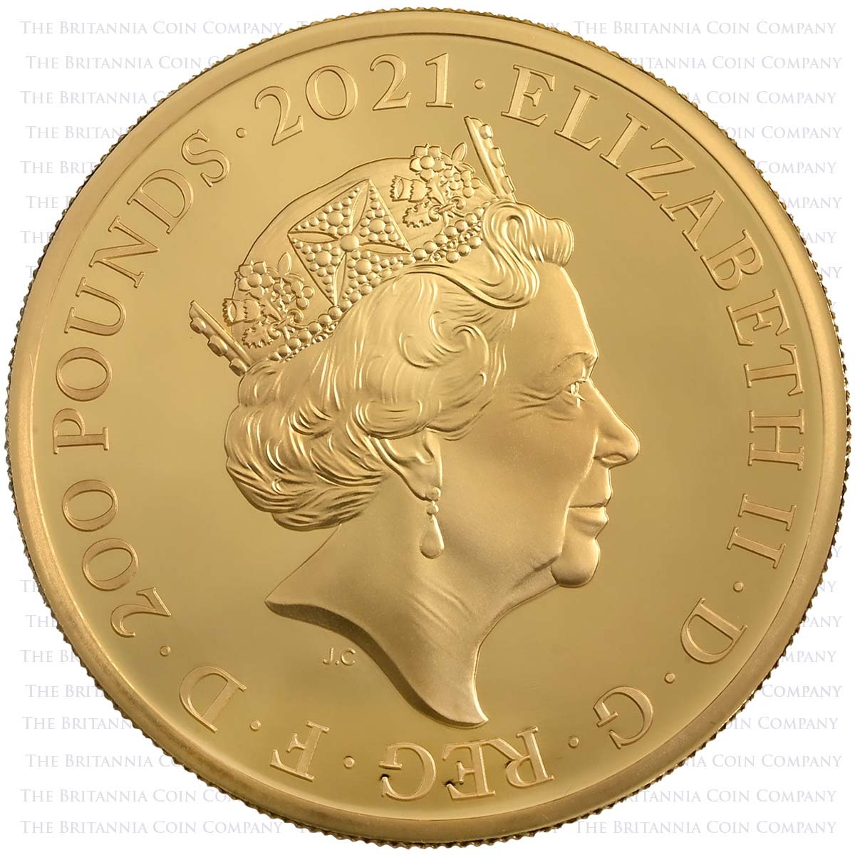 UK21AG2O 2021 Alfred the Great 2 Ounce Gold Proof Obverse