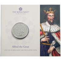 UK21AGBU 2021 Alfred The Great Five Pound Crown Brilliant Uncirculated Coin In Folder Thumbnail