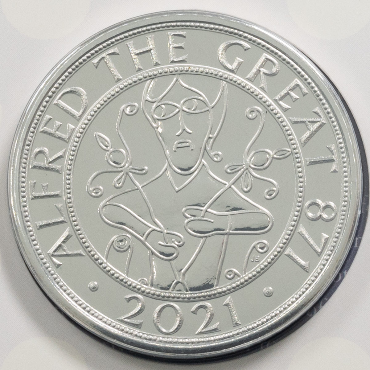 UK21AGBU 2021 Alfred The Great Five Pound Crown Brilliant Uncirculated Coin In Folder Reverse