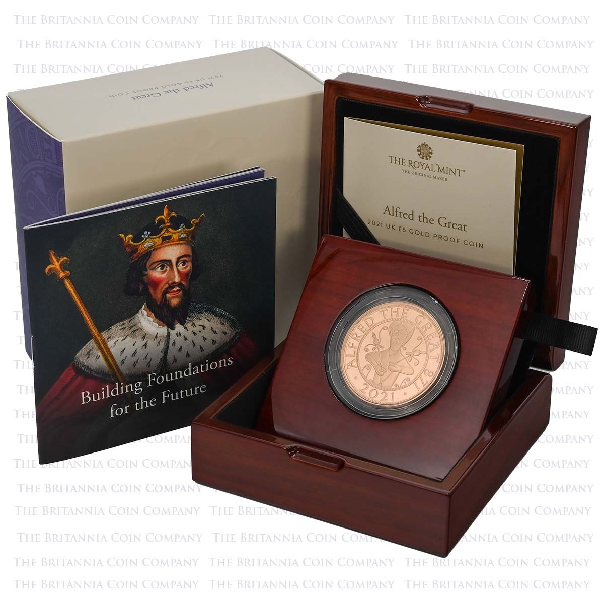 UK21AGGP 2021 Alfred the Great £5 Crown Gold Proof Boxed