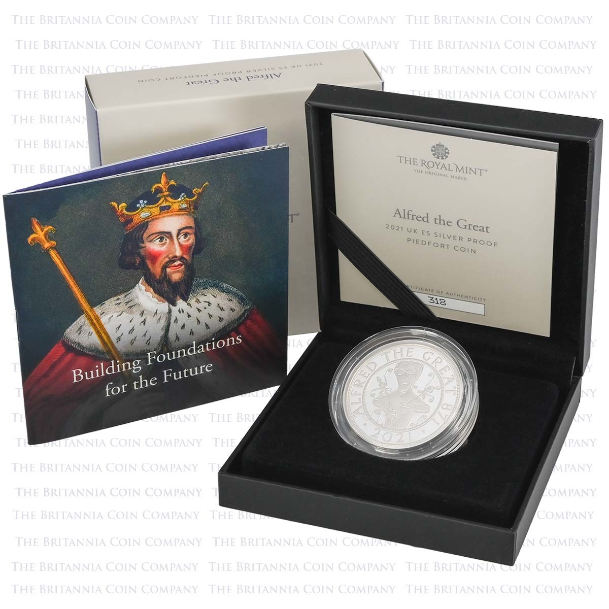 UK21AGPF 2021 Alfred the Great £5 Crown Piedfort Silver Proof Boxed