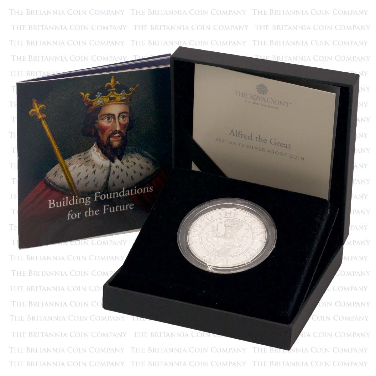 UK21AGSP 2021 Alfred the Great £5 Crown Silver Proof Boxed