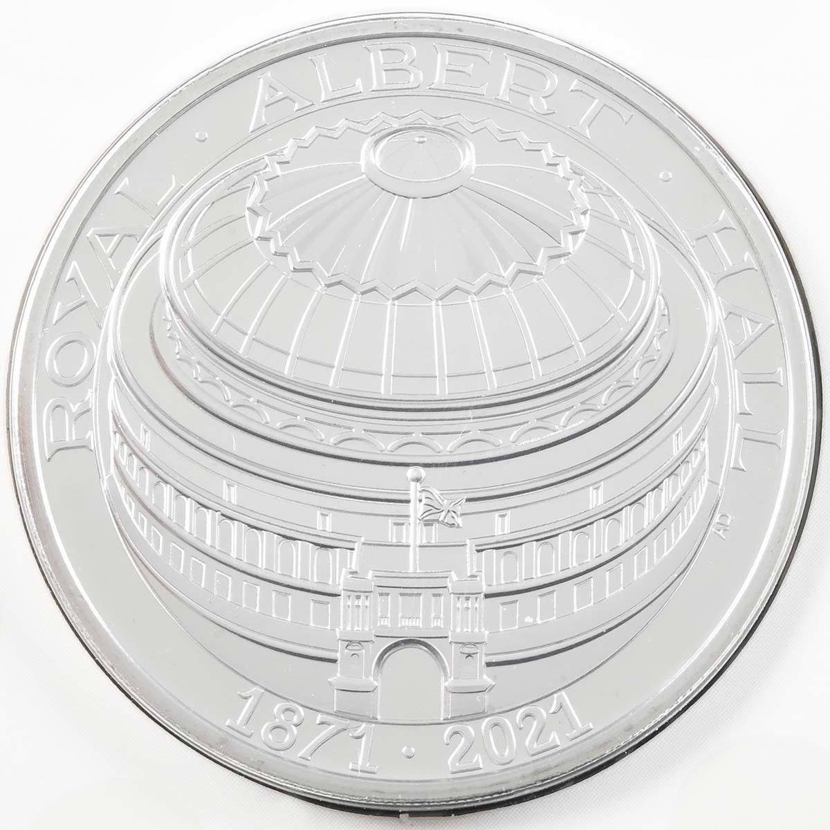 UK21AHBU 2021 Royal Albert Hall 150th Anniversary Five Pound Crown Brilliant Uncirculated Coin In Folder Reverse