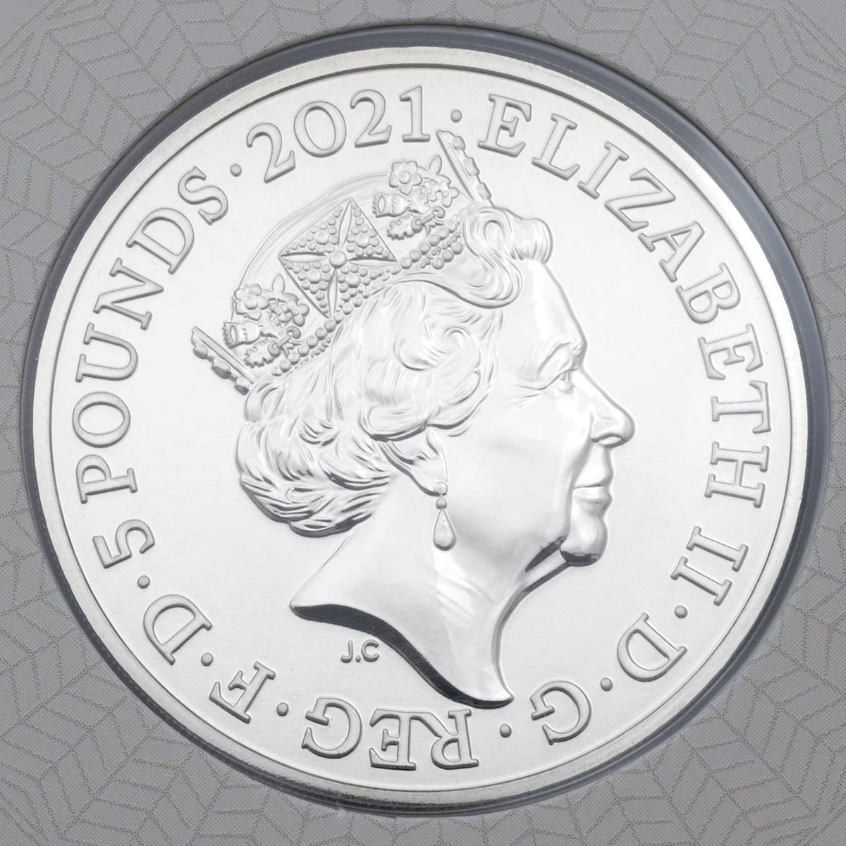 2021 Royal Albert Hall Five Pound Brilliant Uncirculated Mint Pack Coin obverse