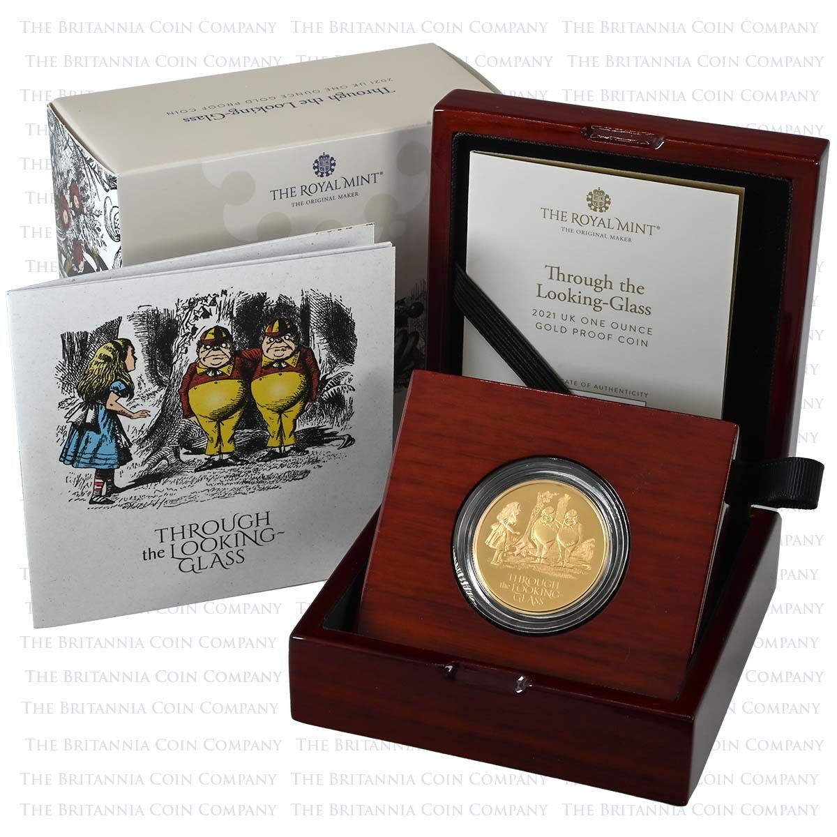 UK21AL1G 2021 Alice Through the Looking Glass 1 Ounce Gold Proof Boxed