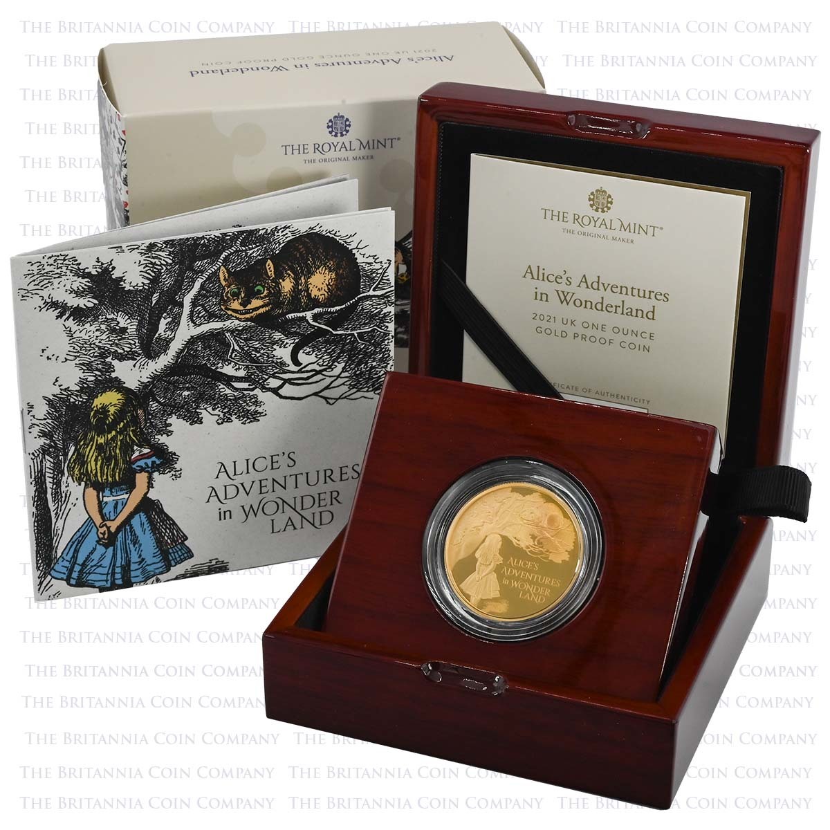 UK21AW1G 2021 Alice in Wonderland 1 Ounce Gold Proof Boxed