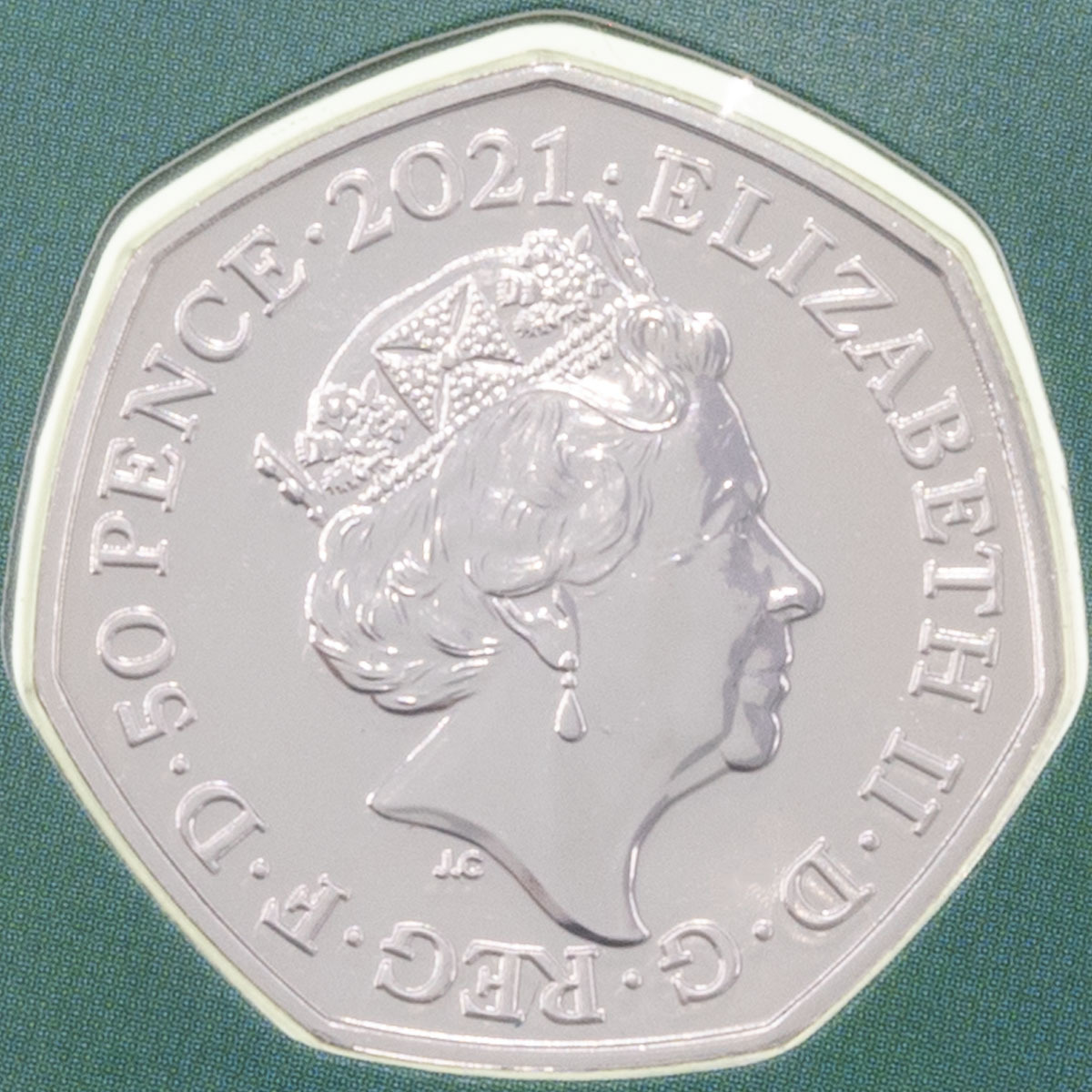 UK21CBBU 2021 Innovation In Science Charles Babbage Computing Fifty Pence Brilliant Uncirculated Coin In Folder Obverse