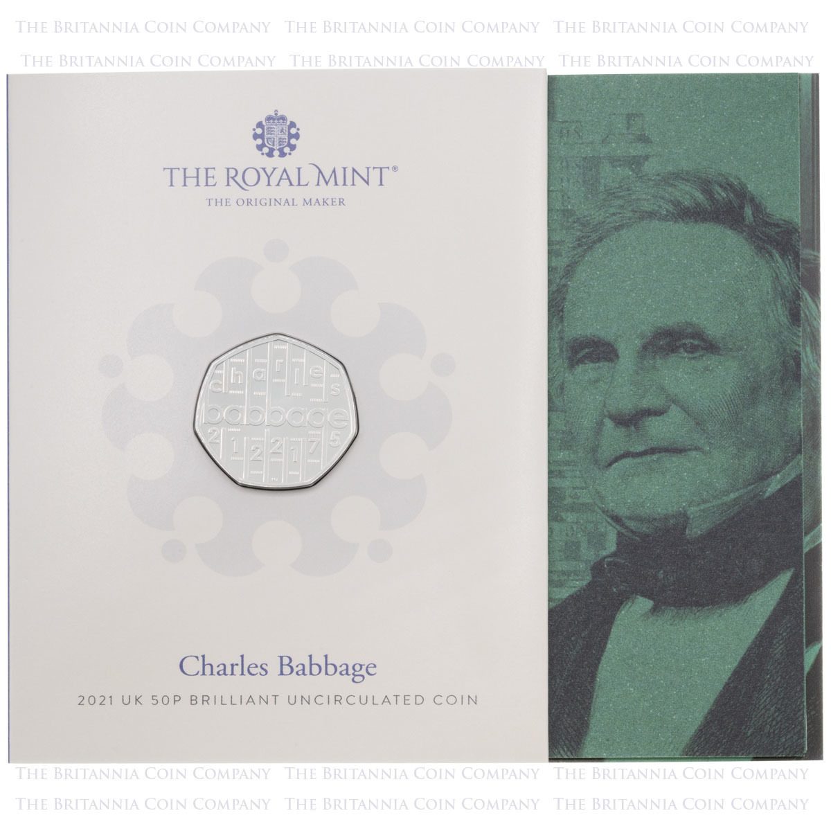 UK21CBBU 2021 Innovation In Science Charles Babbage Computing Fifty Pence Brilliant Uncirculated Coin In Folder